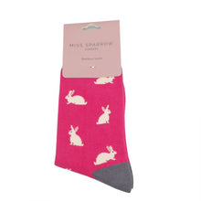Load image into Gallery viewer, Miss Sparrow Fuchsia Rabbits Socks