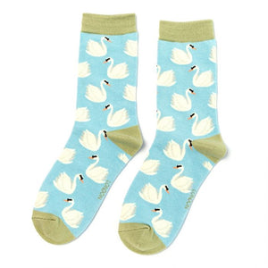 Miss Sparrow Light Blue Swans Socks