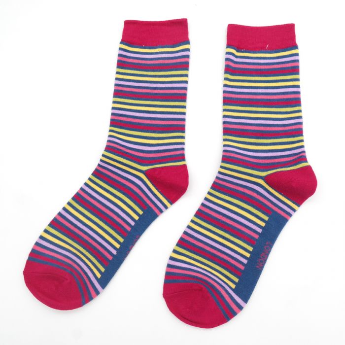 Miss Sparrow Navy Vibrant Stripes Socks
