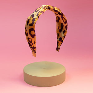 Powder Satin Headband Leopard Print
