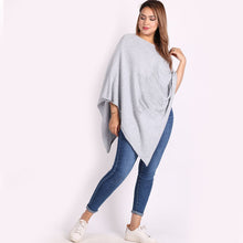 Load image into Gallery viewer, Italian Light Grey Knitted Lagenlook Star Poncho