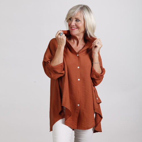 Goose Island Rust Side Button Collared Shirt