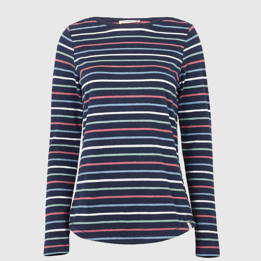 Fat Face Navy Long Sleeve Breton Stripe T-Shirt