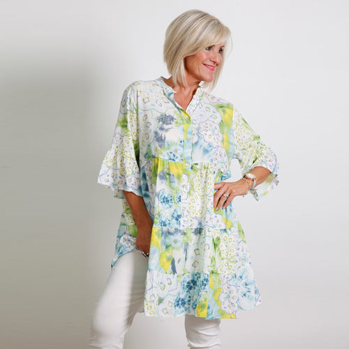 Goose Island Lime Flower Pattern Tunic