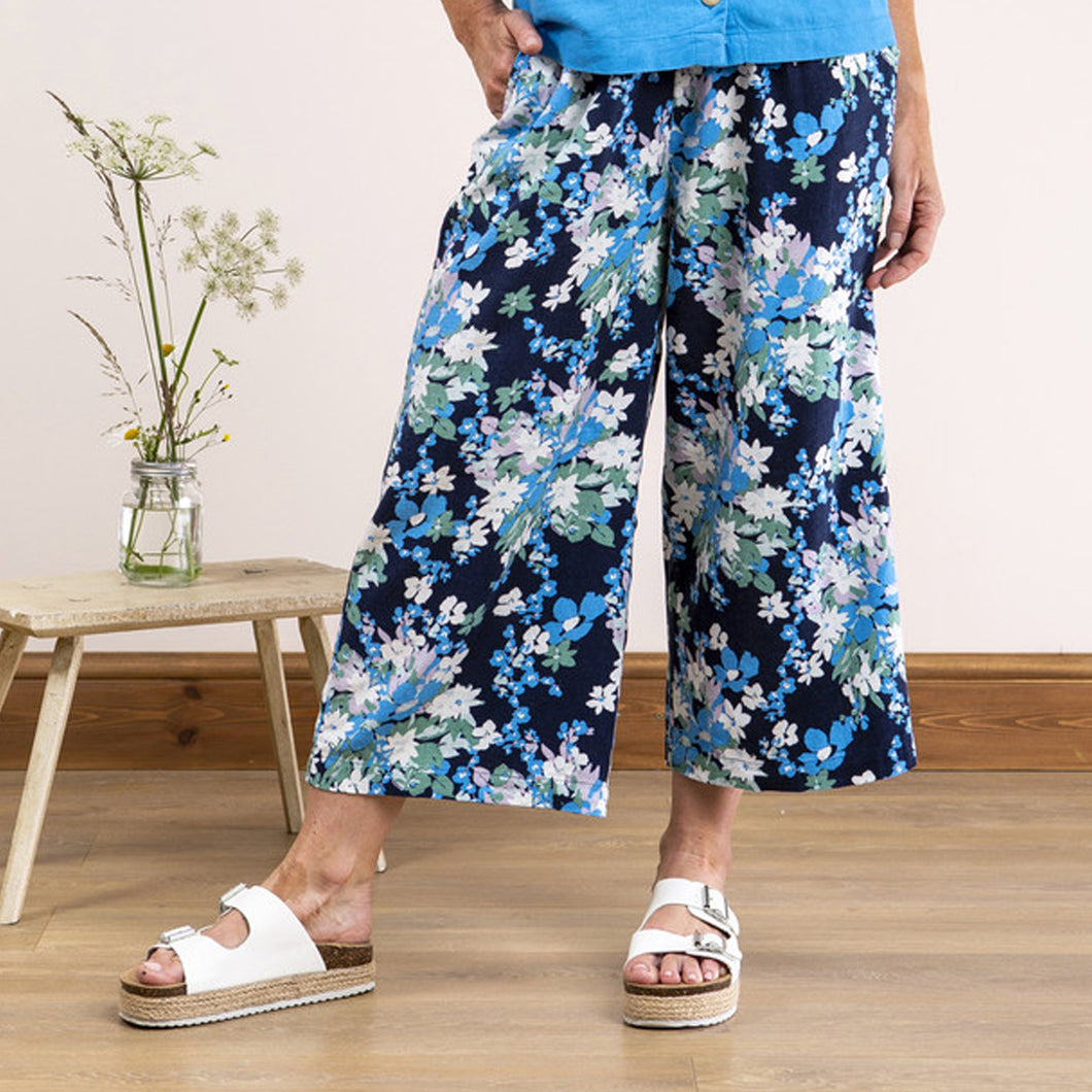 Lily & Me Navy Drift Trousers Peony Bloom