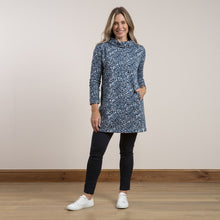 Load image into Gallery viewer, Lily &amp; Me Navy Fall Tunic Animal Dots