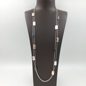 Long Double Strand Squares Necklace