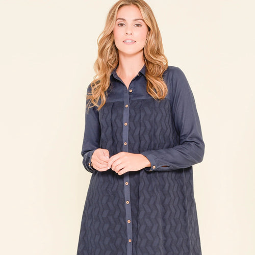 Brakeburn Navy Zig Zag Broderie Shirt Dress