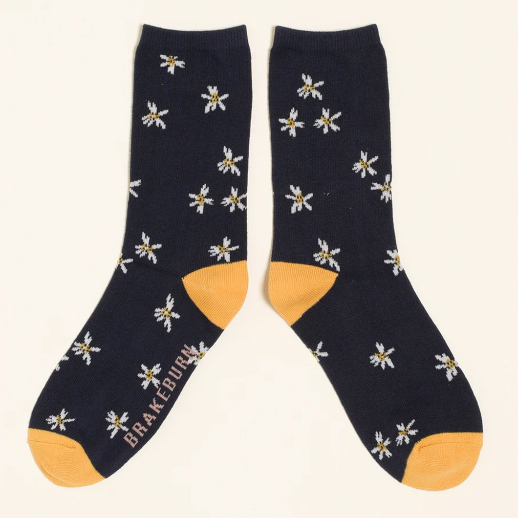 Brakeburn Navy Floral Ankle Socks