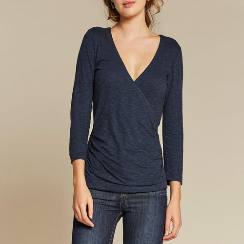 Fat Face Navy Sadie 3/4 Sleeve Wrap Top