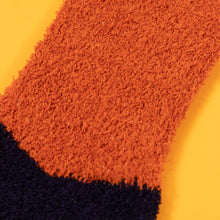 Load image into Gallery viewer, Powder Navy &amp; Tangerine Fluffy Slipper Socks