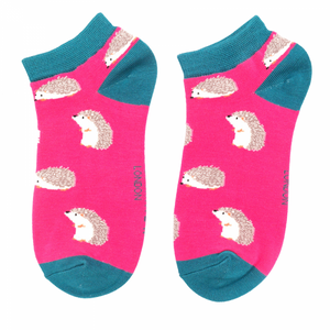 Miss Sparrow Hot Pink Cute Hedgehogs Trainer Socks