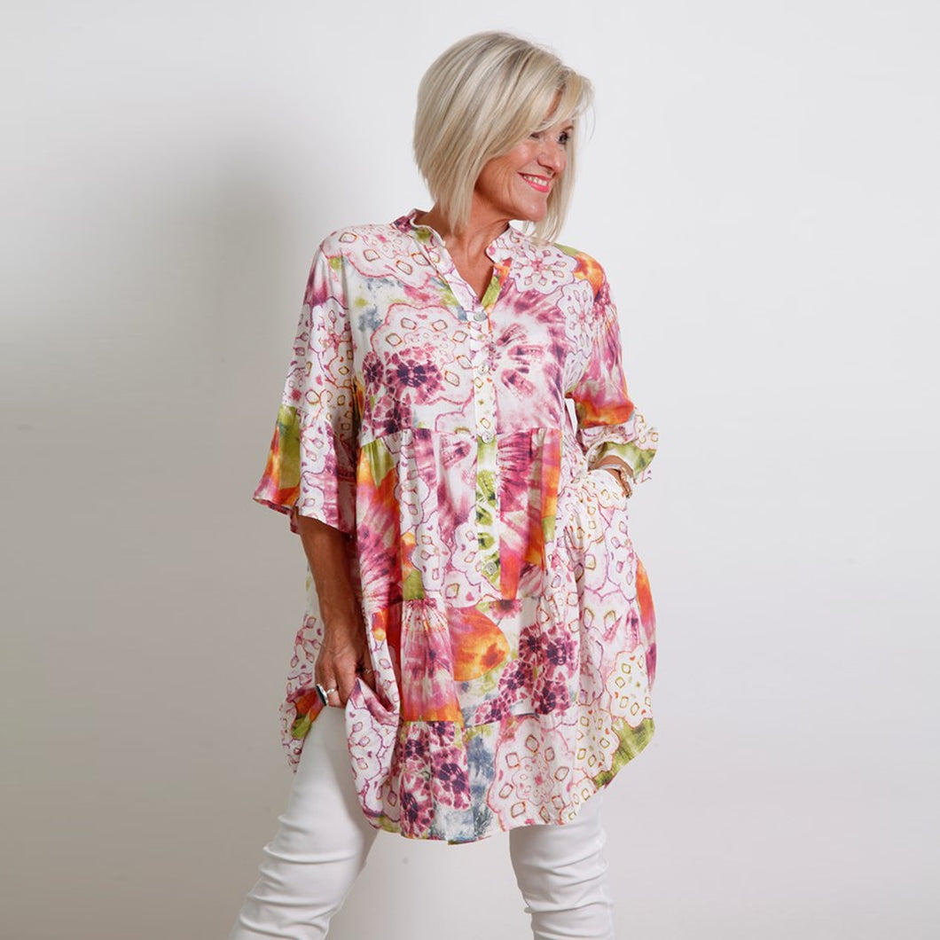 Goose Island Pink Flower Pattern Tunic