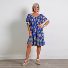 Load image into Gallery viewer, Goose Island Royal Blue Paisley Print Tassel Edge Dress