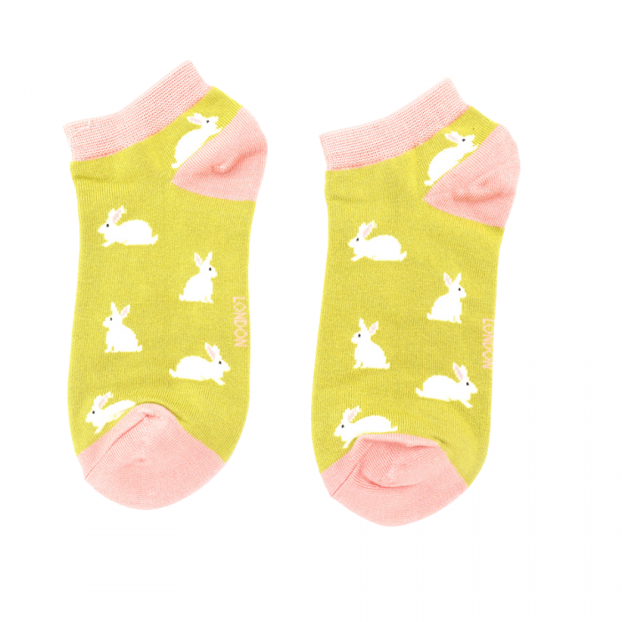 Miss Sparrow Lime Rabbits Trainer Socks