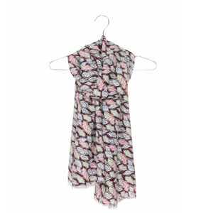 Peony Scattered Leaves Scarf Plum