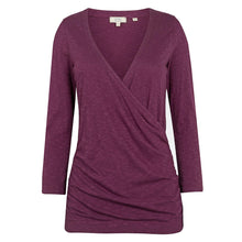 Load image into Gallery viewer, Fat Face Dark Plum Sadie 3/4 Sleeve Wrap Top