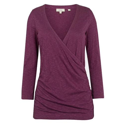 Fat Face Dark Plum Sadie 3/4 Sleeve Wrap Top