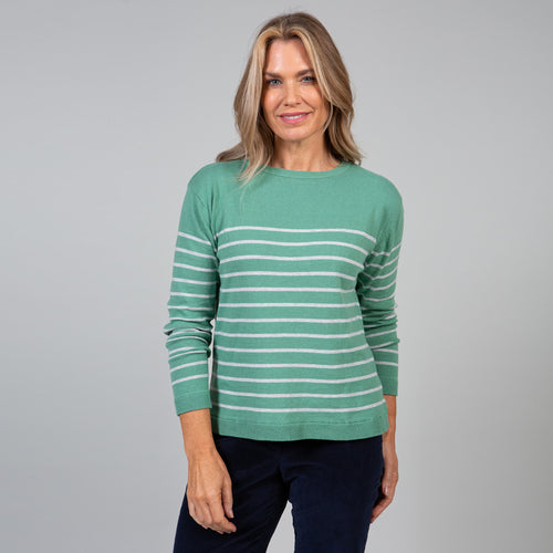 Lily & Me Sage Green Meadow Stripe Jumper