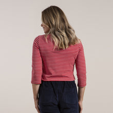 Load image into Gallery viewer, Lily &amp; Me Red &amp; Ecru Monica Top Mini Stripe