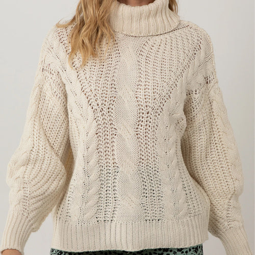 Italian Stone Oversized Cropped Roll Neck Jumper