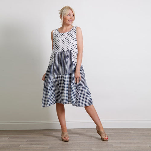 Goose Island White Three Pattern Print Dress