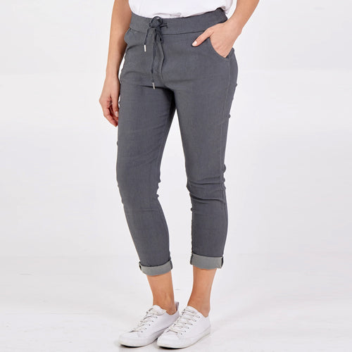 Italian Slate Grey Magic Plain Smart Non-Crush Trouser