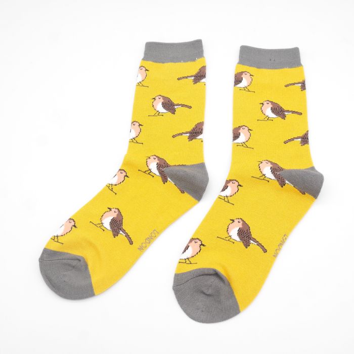 Miss Sparrow Yellow Robins Socks