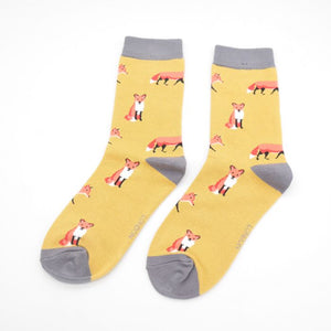 Miss Sparrow Yellow Foxes Socks