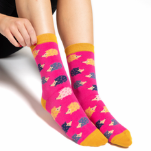 Load image into Gallery viewer, Miss Sparrow Hot Pink Fun Hedgehogs Socks