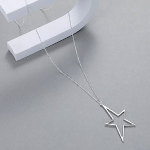 Silver Star Long Necklace