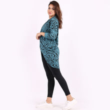 Load image into Gallery viewer, Italian Teal Tiger Print Cowl Neck Cross Over Lagenlook Top