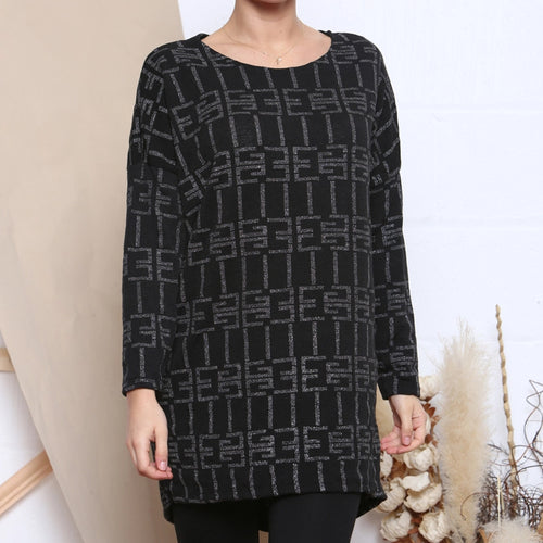 Italian Black Sparkle Print Top