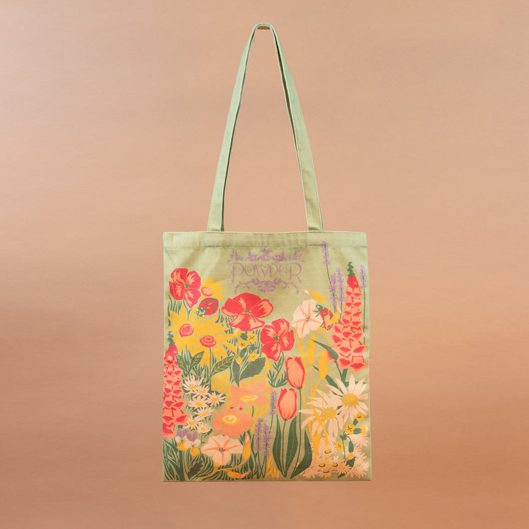 Powder Mint Tote Bag Country Garden