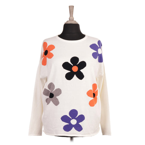 Italian White Flower Knitted Jumper
