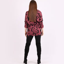 Load image into Gallery viewer, Italian Wine Leopard Print Cowl Neck Twisted Cross Over Lagenlook Top
