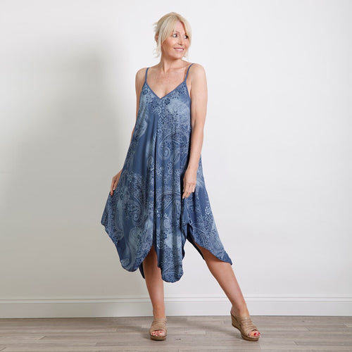 Goose Island Blue Strappy Paisley Print Sundress