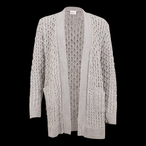 Italian Light Grey Cable Knit Cardigan