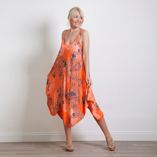 Goose Island Orange Strappy Paisley Print Sundress